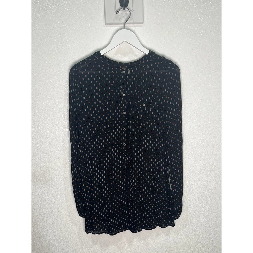 Free People Coal Combo Oversized Button Down Blouse - M